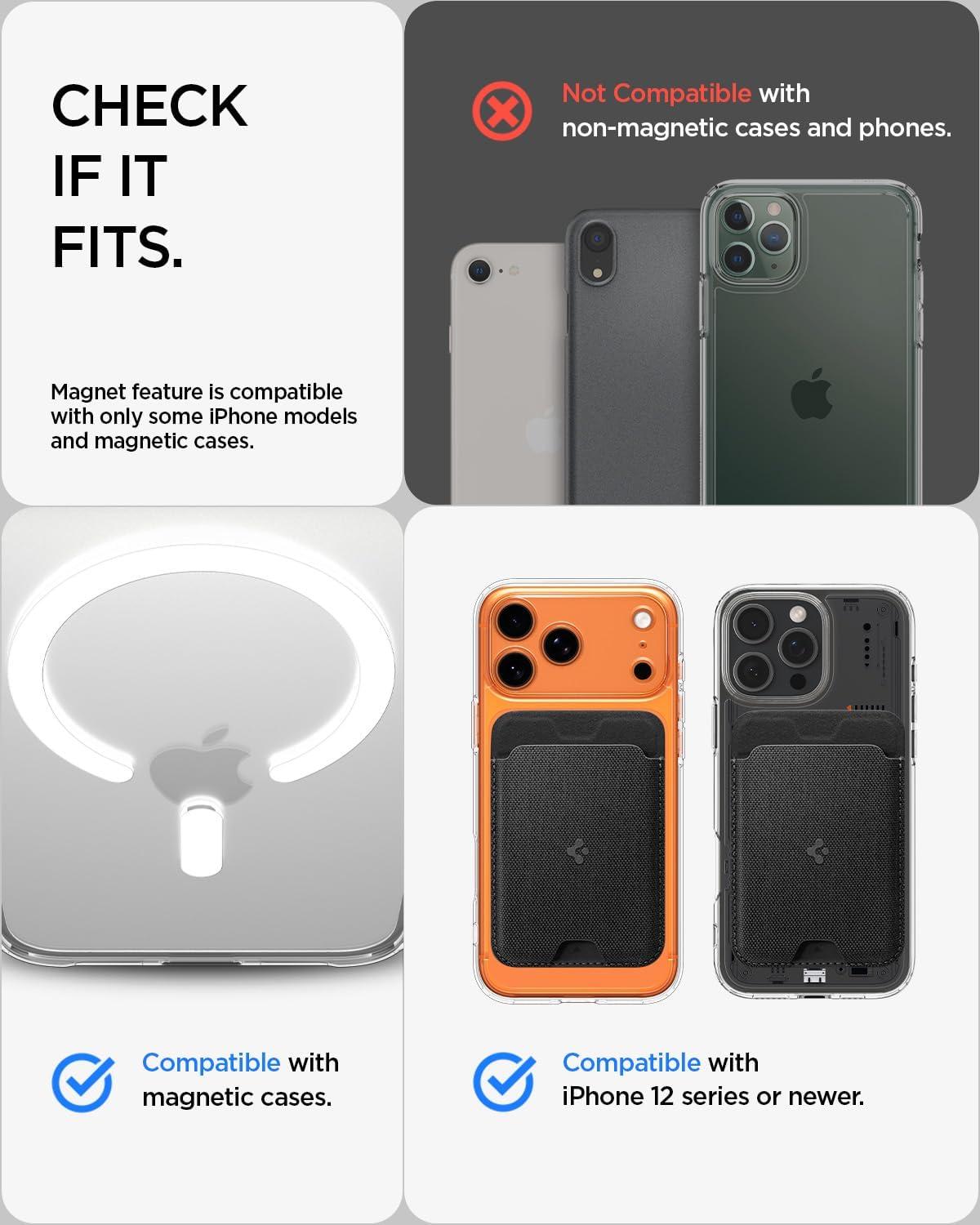 imageSpigen for MagSafe Wallet Holds 5 Cards MagFit Compatible with iPhone 171615141312 Models Pixel 10 Series MagSafeCases Pixelsnap and More Card Holder PU Black 5CardsFabric Black