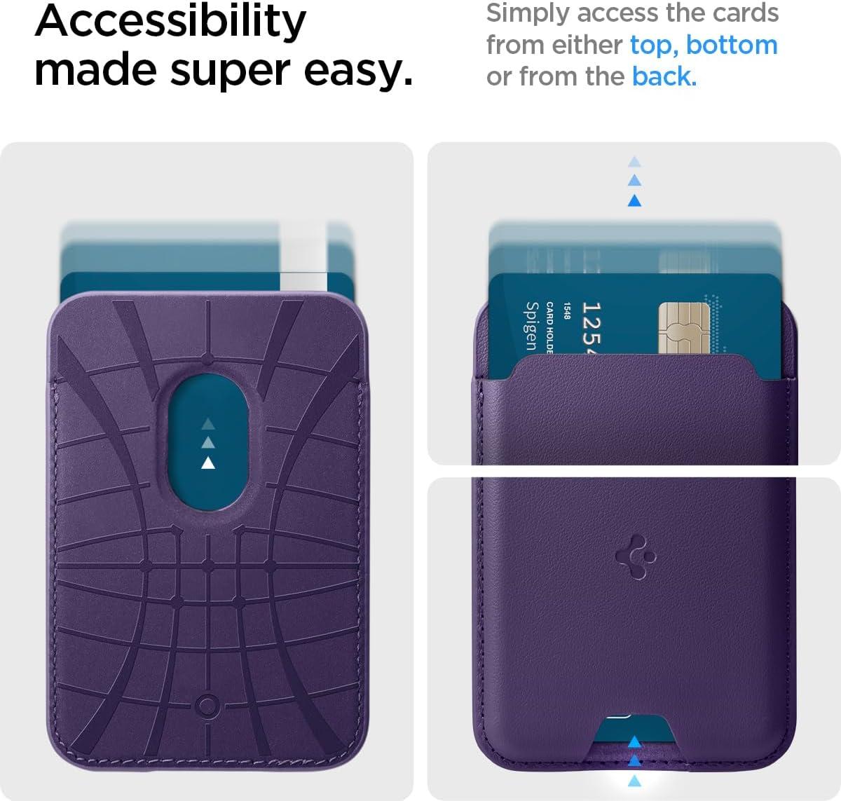 imageSpigen for MagSafe Wallet Holds 5 Cards MagFit Compatible with iPhone 171615141312 Models Pixel 10 Series MagSafeCases Pixelsnap and More Card Holder PU Black 5CardsPU Purple