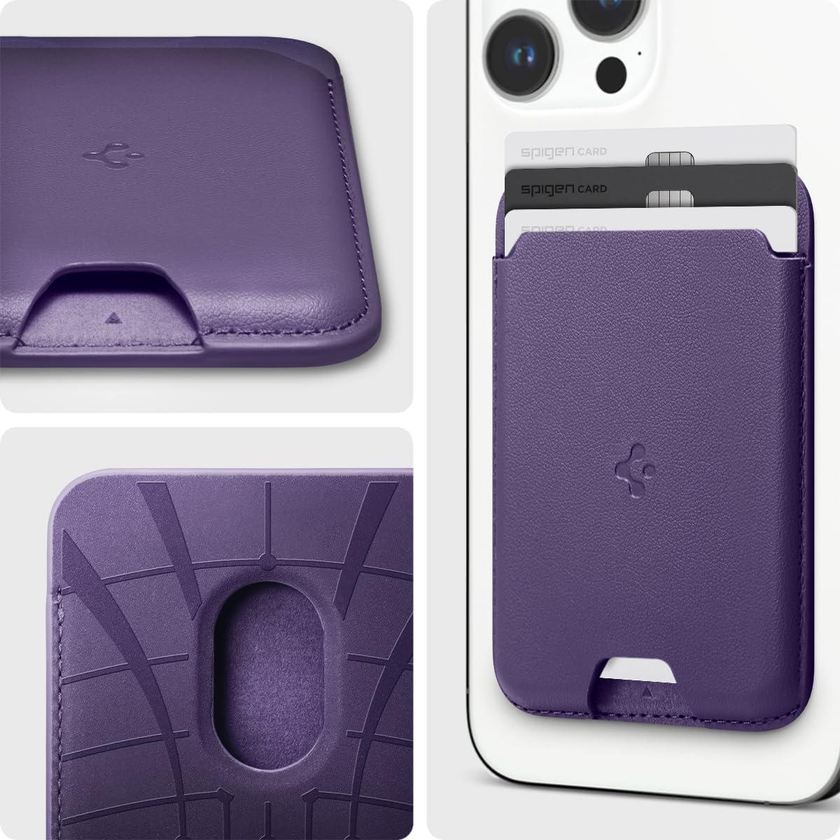 imageSpigen for MagSafe Wallet Holds 5 Cards MagFit Compatible with iPhone 171615141312 Models Pixel 10 Series MagSafeCases Pixelsnap and More Card Holder PU Black 5CardsPU Purple