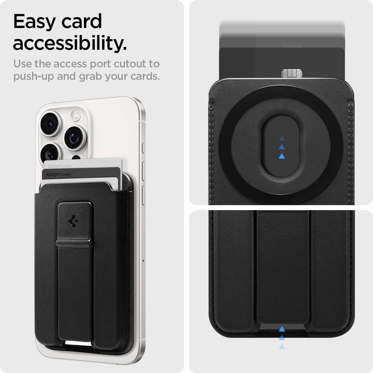 imageSpigen for MagSafe Wallet Holds 5 Cards MagFit Compatible with iPhone 171615141312 Models Pixel 10 Series MagSafeCases Pixelsnap and More Card Holder PU Black 5CardsPU Black Kickstand