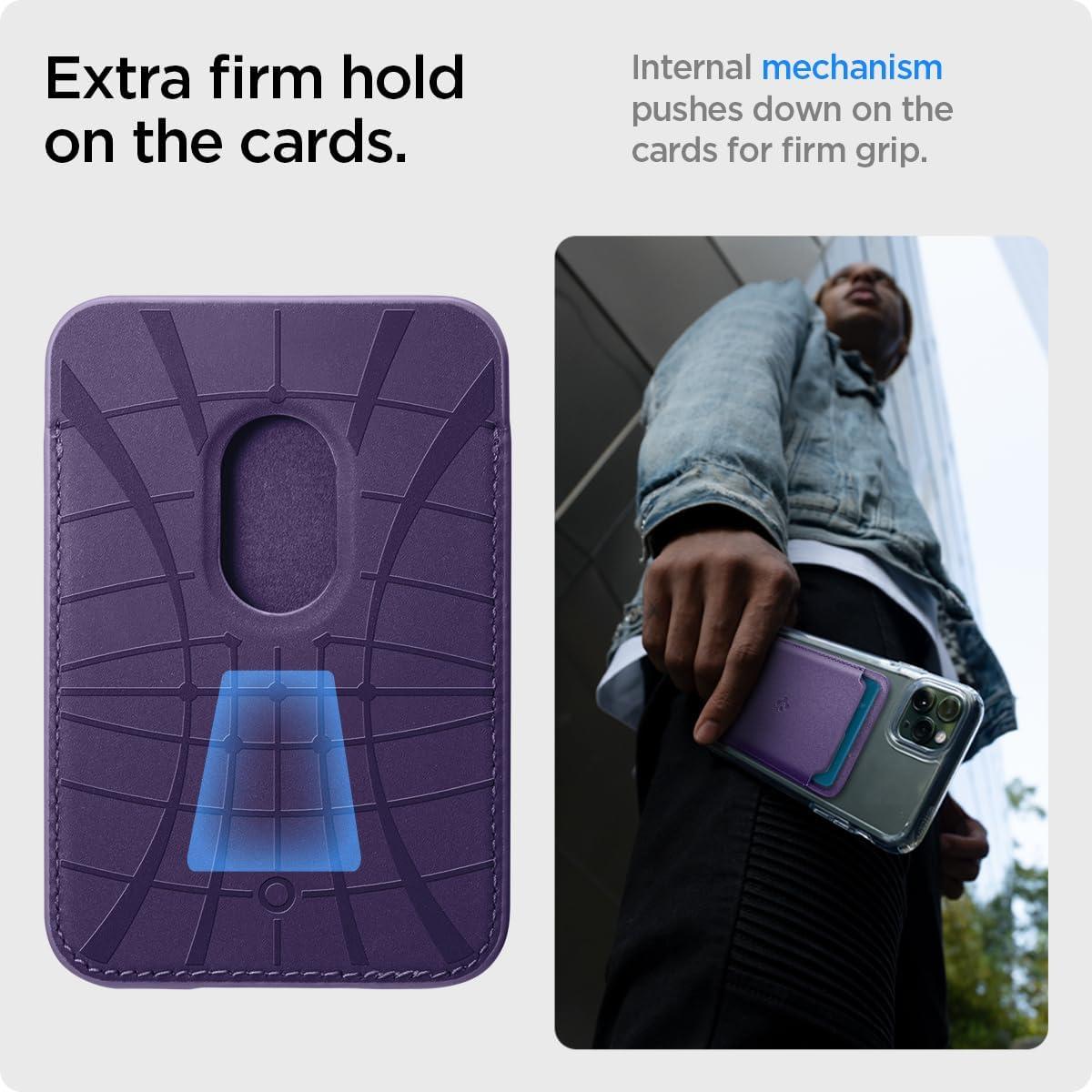 imageSpigen for MagSafe Wallet Holds 5 Cards MagFit Compatible with iPhone 171615141312 Models Pixel 10 Series MagSafeCases Pixelsnap and More Card Holder PU Black 5CardsPU Purple