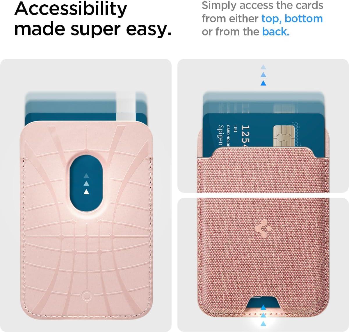 imageSpigen for MagSafe Wallet Holds 5 Cards MagFit Compatible with iPhone 171615141312 Models Pixel 10 Series MagSafeCases Pixelsnap and More Card Holder PU Black 5CardsFabric Rose Gold