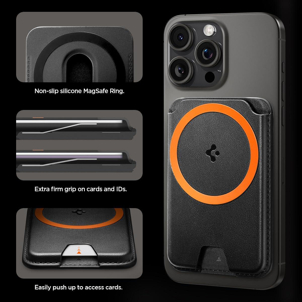 imageSpigen for MagSafe Wallet Holds 5 Cards MagFit Compatible with iPhone 171615141312 Models Pixel 10 Series MagSafeCases Pixelsnap and More Card Holder PU Black 5CardsPU Black MagFit