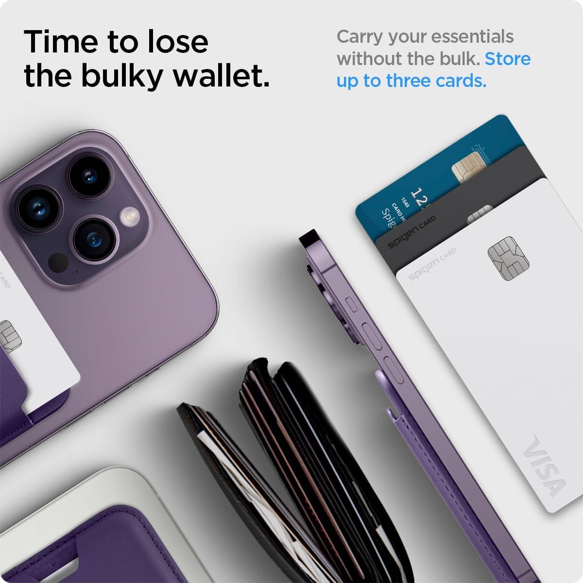 imageSpigen for MagSafe Wallet Holds 5 Cards MagFit Compatible with iPhone 171615141312 Models Pixel 10 Series MagSafeCases Pixelsnap and More Card Holder PU Black 5CardsPU Purple