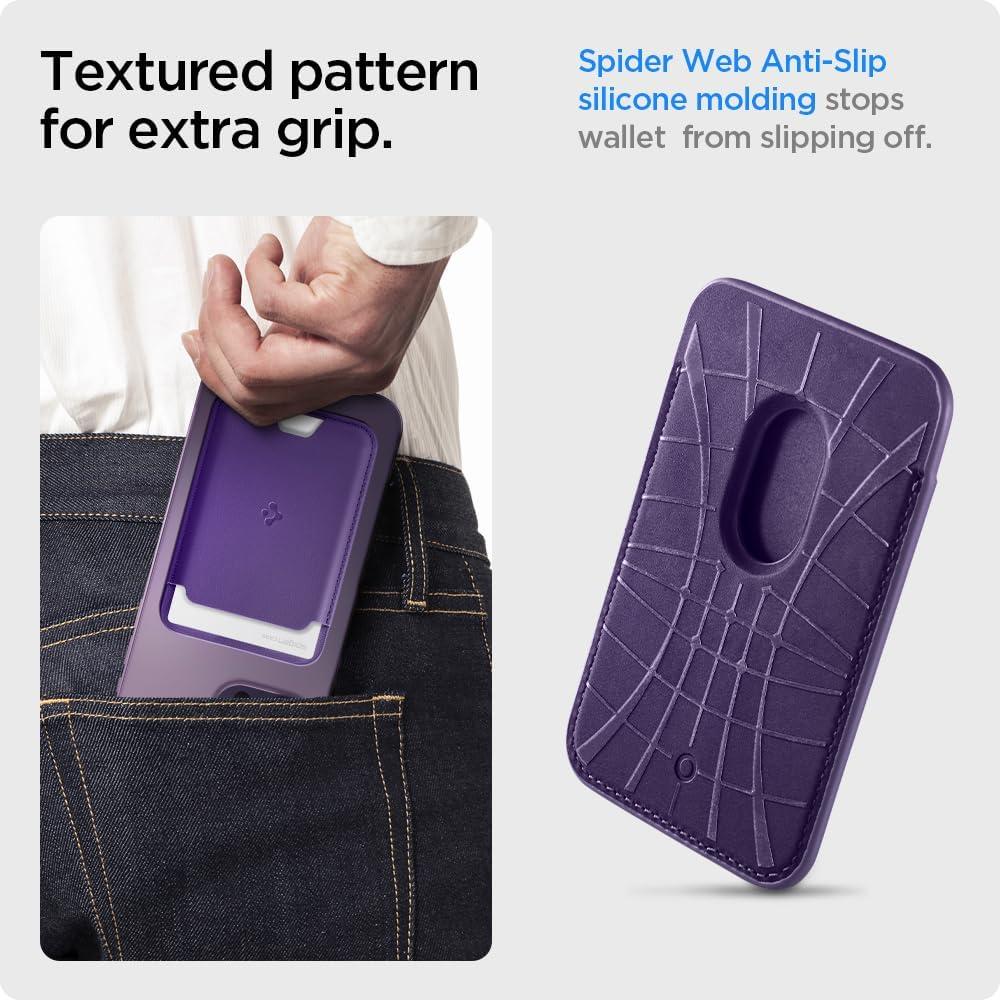 imageSpigen for MagSafe Wallet Holds 5 Cards MagFit Compatible with iPhone 171615141312 Models Pixel 10 Series MagSafeCases Pixelsnap and More Card Holder PU Black 5CardsPU Purple