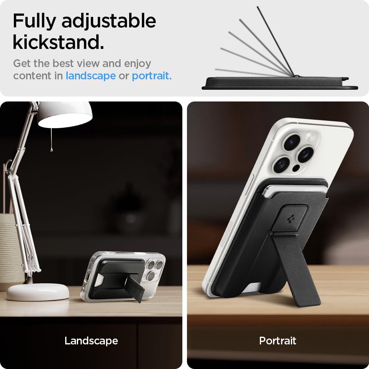 imageSpigen for MagSafe Wallet Holds 5 Cards MagFit Compatible with iPhone 171615141312 Models Pixel 10 Series MagSafeCases Pixelsnap and More Card Holder PU Black 5CardsPU Black Kickstand