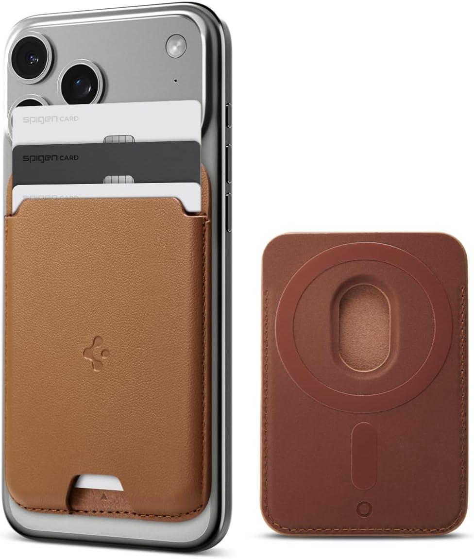 imageSpigen for MagSafe Wallet Holds 5 Cards MagFit Compatible with iPhone 171615141312 Models Pixel 10 Series MagSafeCases Pixelsnap and More Card Holder PU Black 5CardsPU Brown