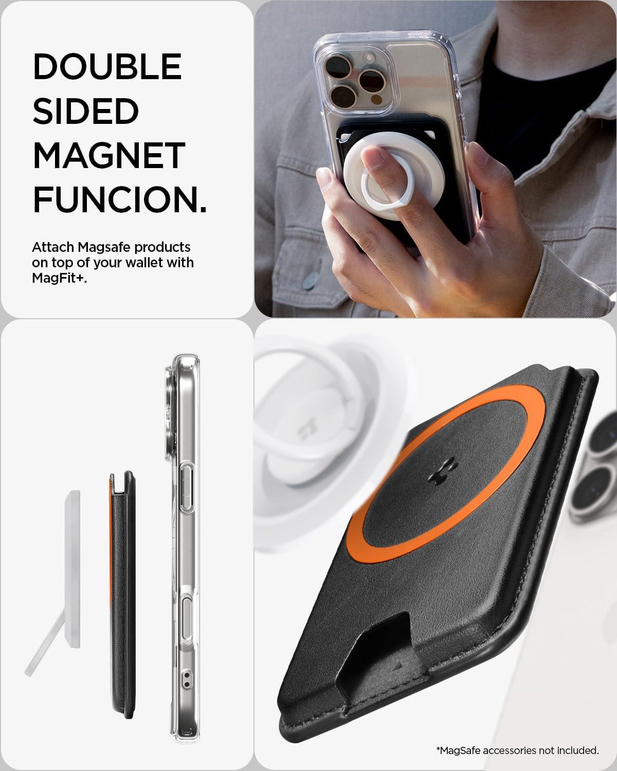 imageSpigen for MagSafe Wallet Holds 5 Cards MagFit Compatible with iPhone 171615141312 Models Pixel 10 Series MagSafeCases Pixelsnap and More Card Holder PU Black 5CardsPU Black MagFit