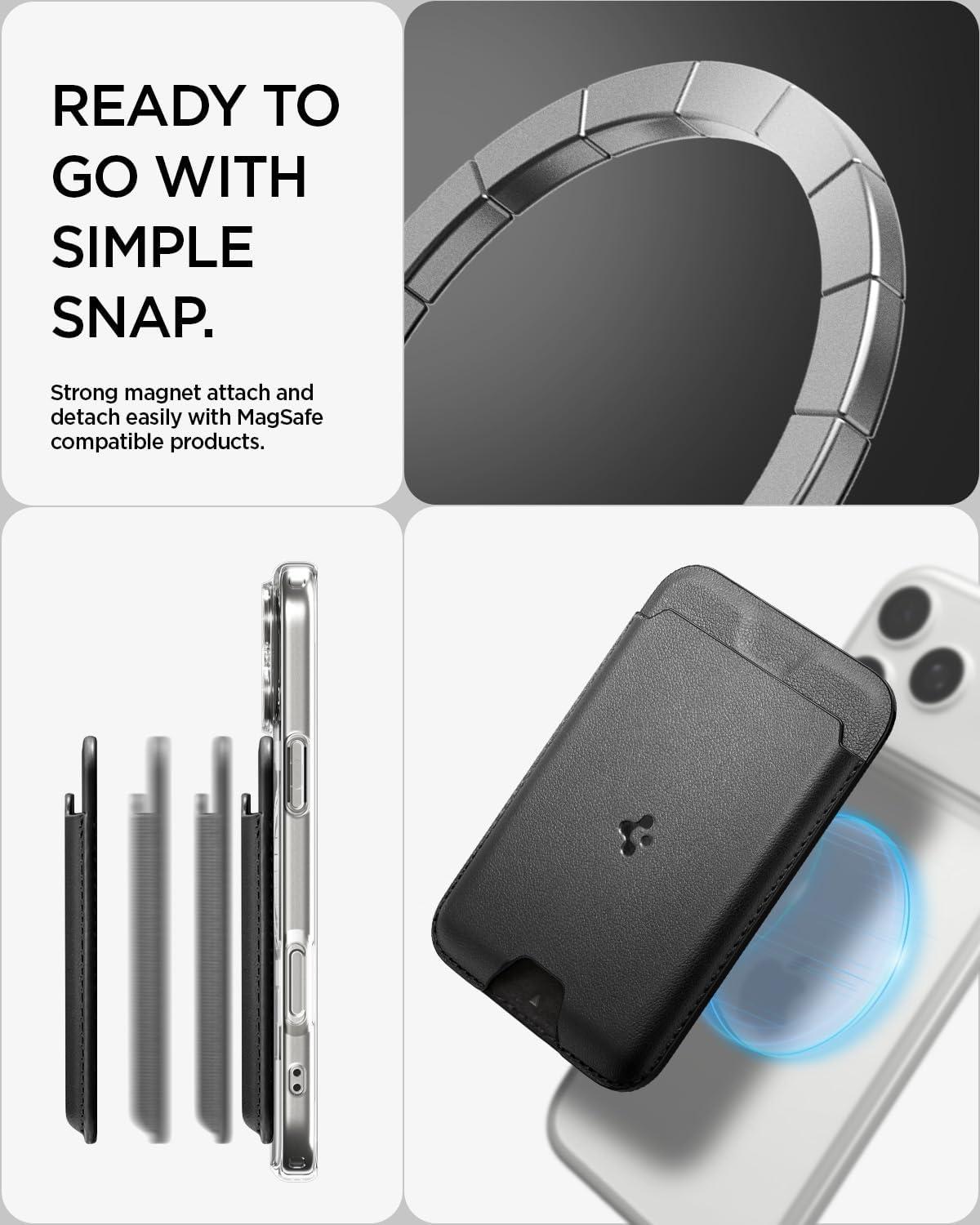 imageSpigen for MagSafe Wallet Holds 5 Cards MagFit Compatible with iPhone 171615141312 Models Pixel 10 Series MagSafeCases Pixelsnap and More Card Holder PU Black 5CardsPU Black