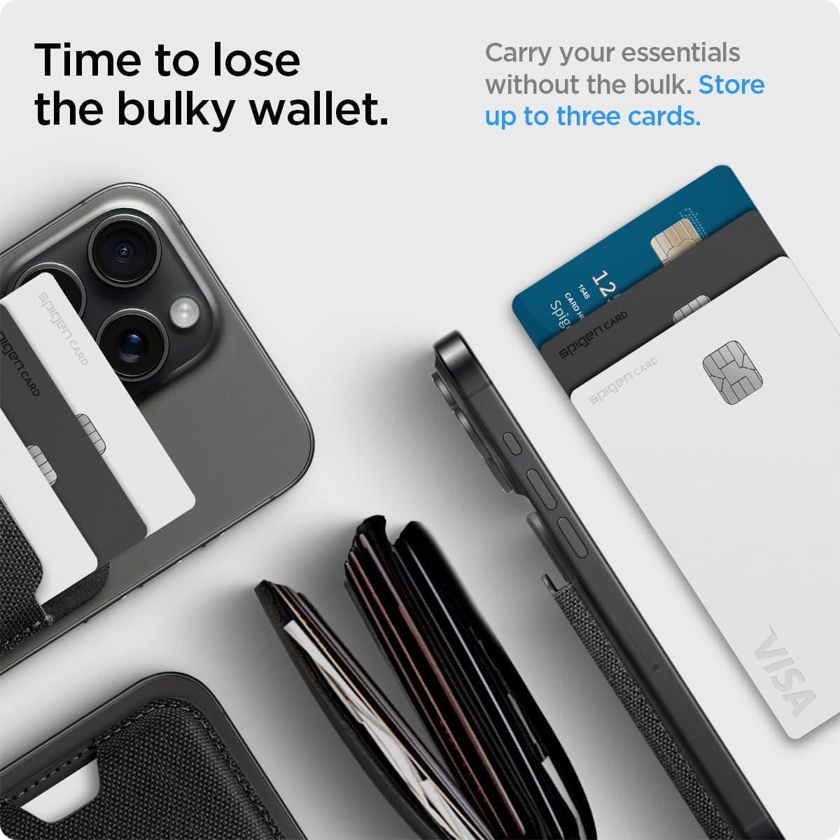 imageSpigen for MagSafe Wallet Holds 5 Cards MagFit Compatible with iPhone 171615141312 Models Pixel 10 Series MagSafeCases Pixelsnap and More Card Holder PU Black 5CardsFabric Black