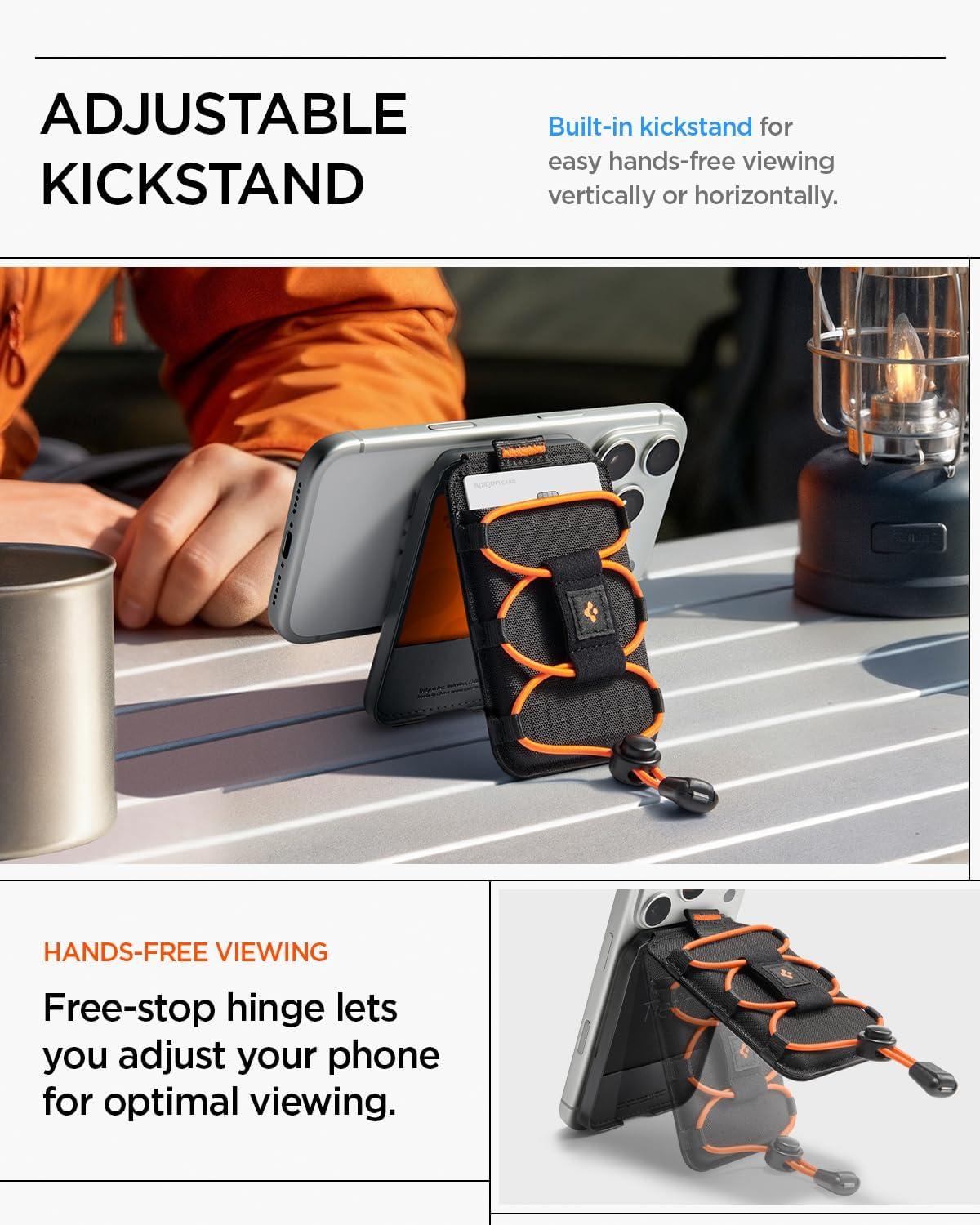 imageSpigen for MagSafe Wallet Slim Fold MagFit Magnetic Wallet Card Holder Tripod Stand Compatible with iPhone 171615141312 Pixel 10 Series MagSafeCompatible Pixelsnap Black 3CardsBlack