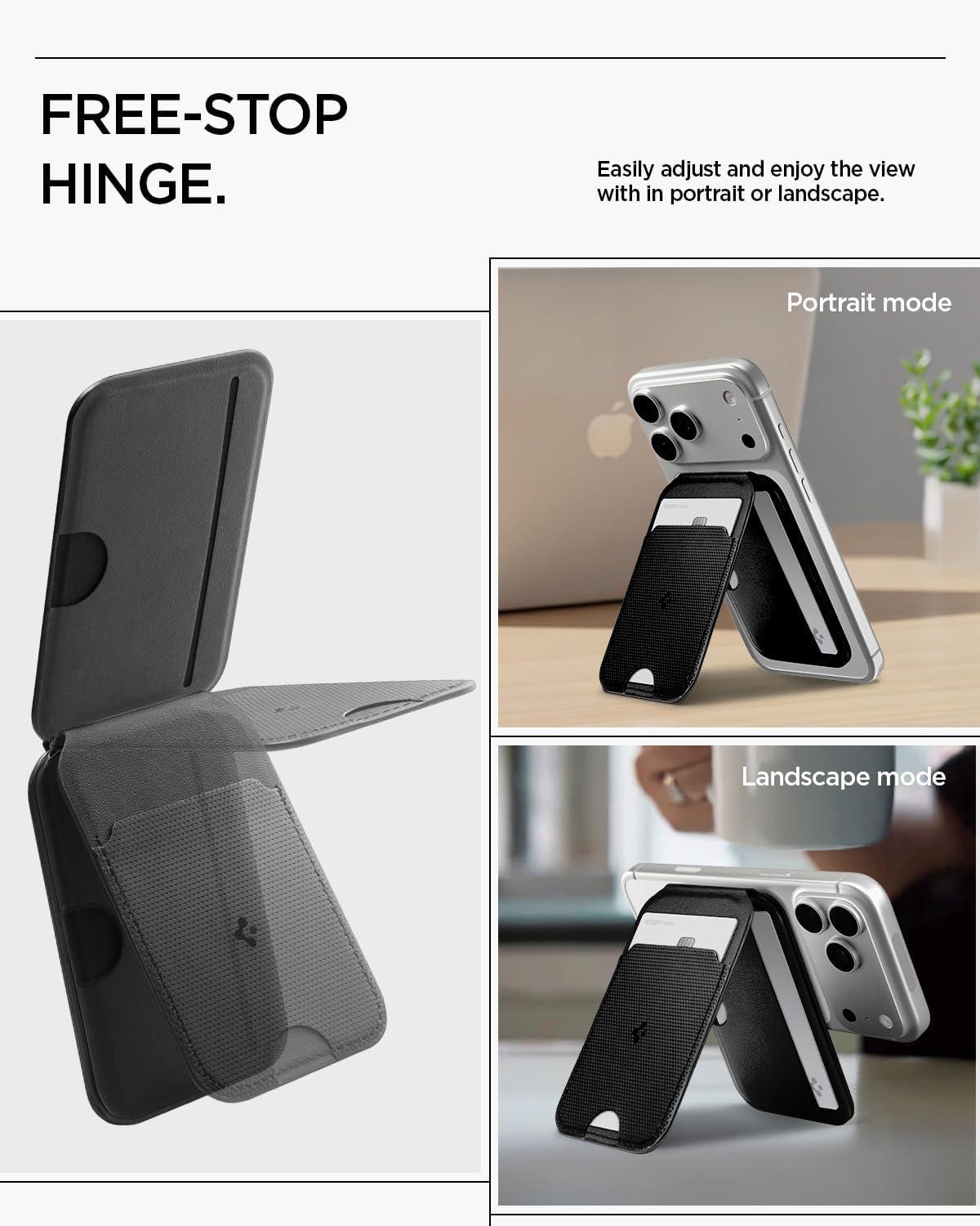 imageSpigen for MagSafe Wallet Slim Fold MagFit Magnetic Wallet Card Holder Tripod Stand Compatible with iPhone 171615141312 Pixel 10 Series MagSafeCompatible Pixelsnap Black 3CardsBlack