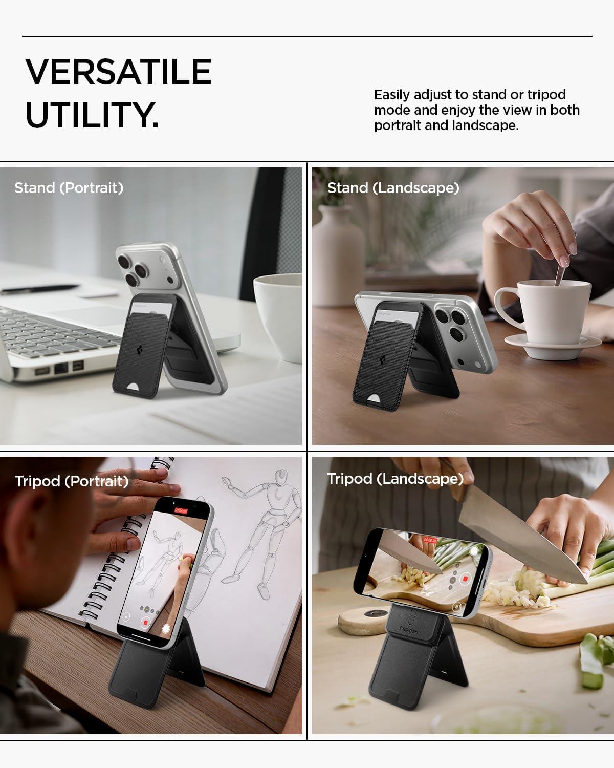 imageSpigen for MagSafe Wallet Slim Fold MagFit Magnetic Wallet Card Holder Tripod Stand Compatible with iPhone 171615141312 Pixel 10 Series MagSafeCompatible Pixelsnap Black 3CardsBlack