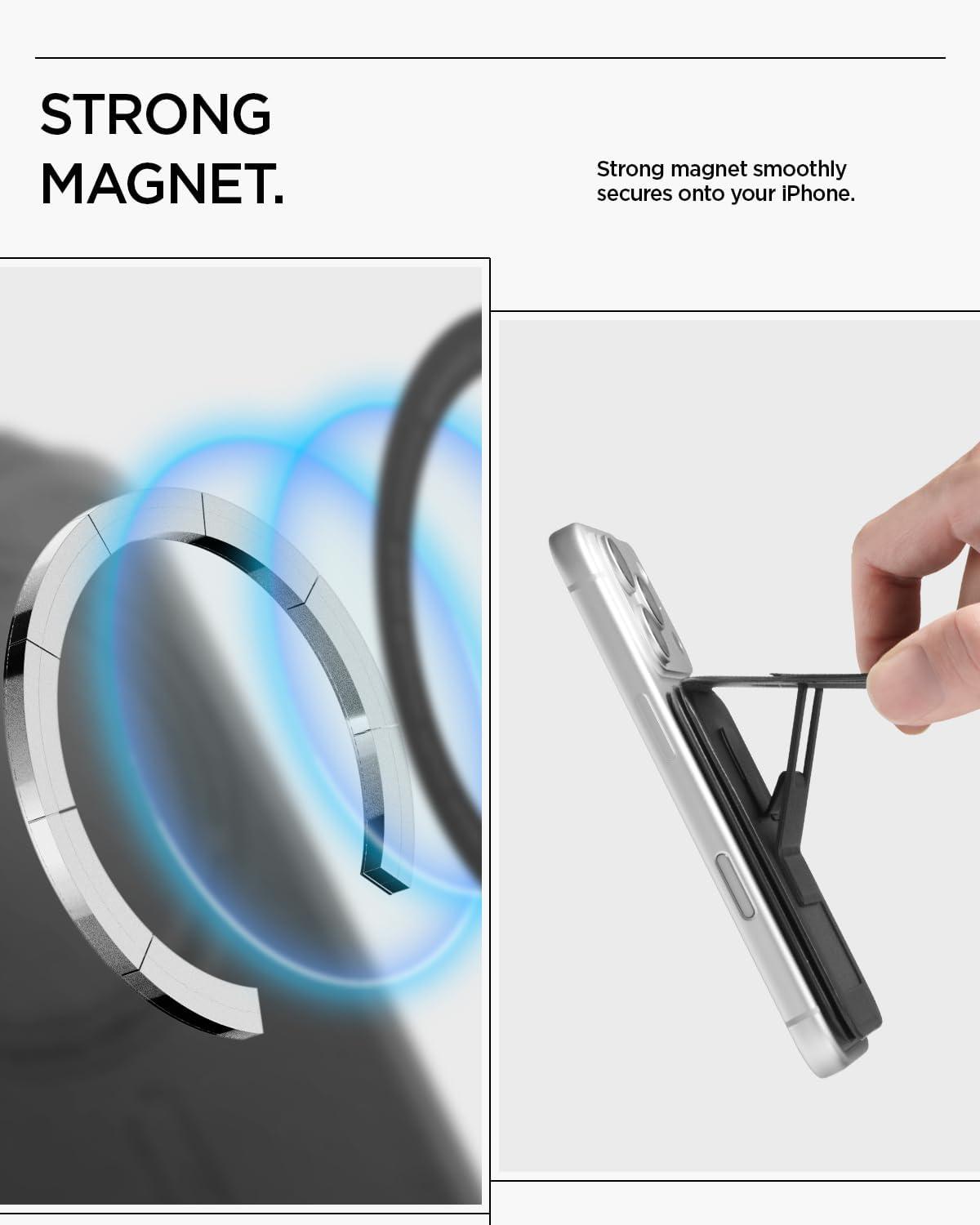 imageSpigen for MagSafe Wallet Slim Fold MagFit Magnetic Wallet Card Holder Tripod Stand Compatible with iPhone 171615141312 Pixel 10 Series MagSafeCompatible Pixelsnap Black 3CardsBlack