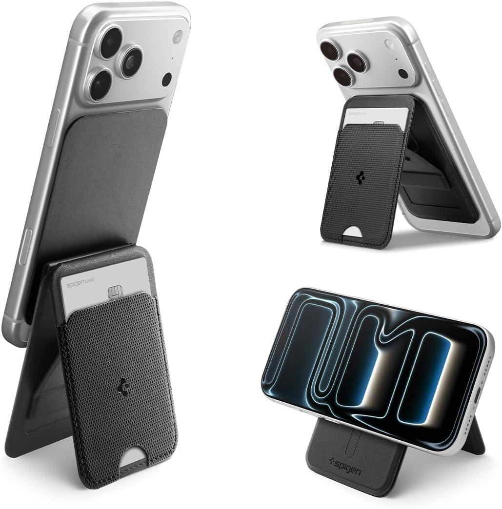 imageSpigen for MagSafe Wallet Slim Fold MagFit Magnetic Wallet Card Holder Tripod Stand Compatible with iPhone 171615141312 Pixel 10 Series MagSafeCompatible Pixelsnap Black 3CardsBlack