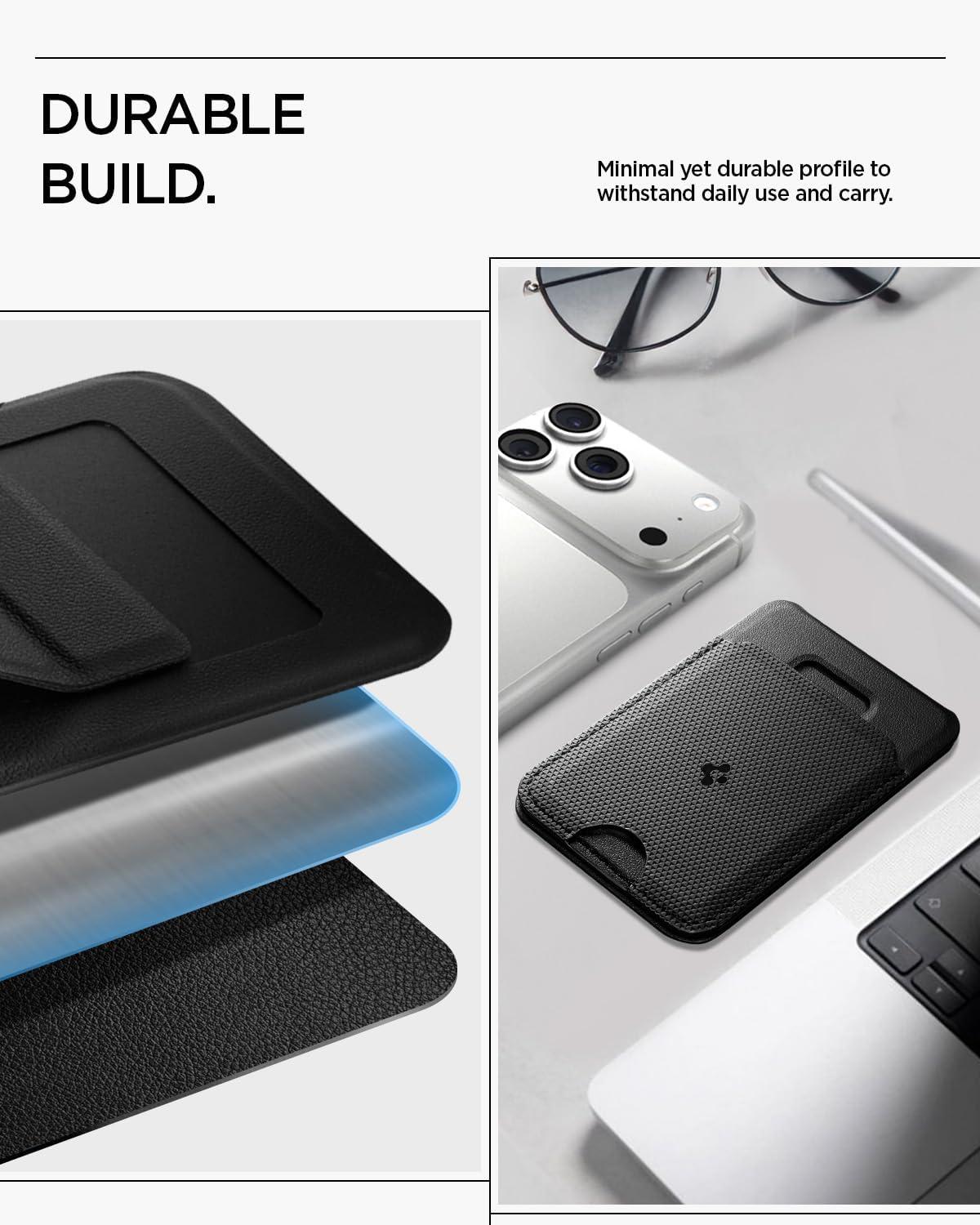 imageSpigen for MagSafe Wallet Slim Fold MagFit Magnetic Wallet Card Holder Tripod Stand Compatible with iPhone 171615141312 Pixel 10 Series MagSafeCompatible Pixelsnap Black 3CardsBlack