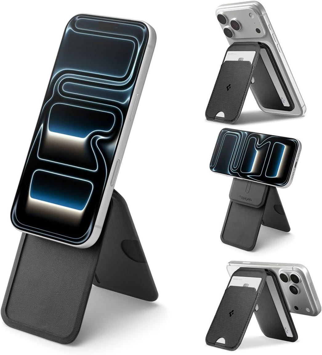 imageSpigen for MagSafe Wallet Slim Fold MagFit Magnetic Wallet Card Holder Tripod Stand Compatible with iPhone 171615141312 Pixel 10 Series MagSafeCompatible Pixelsnap Black 3CardsBlack