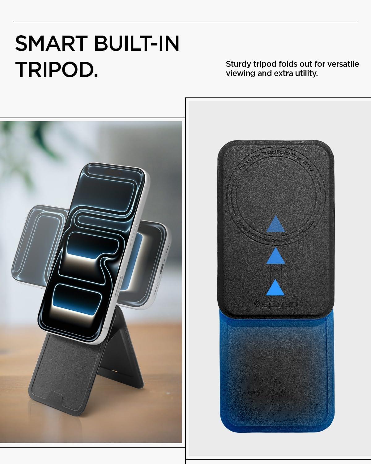 imageSpigen for MagSafe Wallet Slim Fold MagFit Magnetic Wallet Card Holder Tripod Stand Compatible with iPhone 171615141312 Pixel 10 Series MagSafeCompatible Pixelsnap Black 3CardsBlack