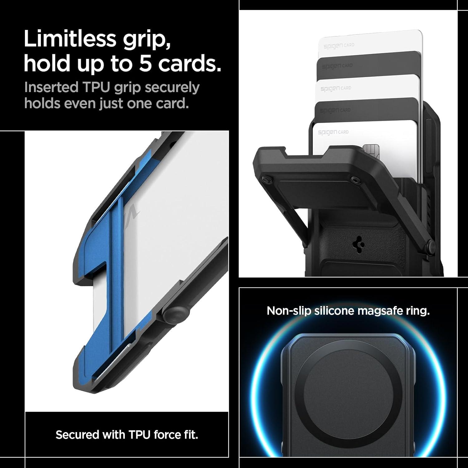 imageSpigen for MagSafe Wallet Tough Armor Pro MagFit Compatible with iPhone 171615141312 Pixel 10 MagSafeCases Pixelsnap RFID Blocking Heavy Duty Hardshell Kickstand Magnetic Card Holder BlackBlack