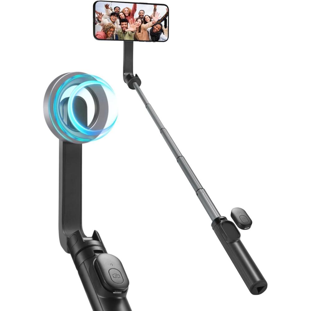 imageSpigen Selfie Stick Tripod Stand with Bluetooth Remote Control Shutter 24 Extendable Compatible with MagSafe iPhone 171615141312 Pixelsnap Pixel 10 Series amp More  Black S571WBlack