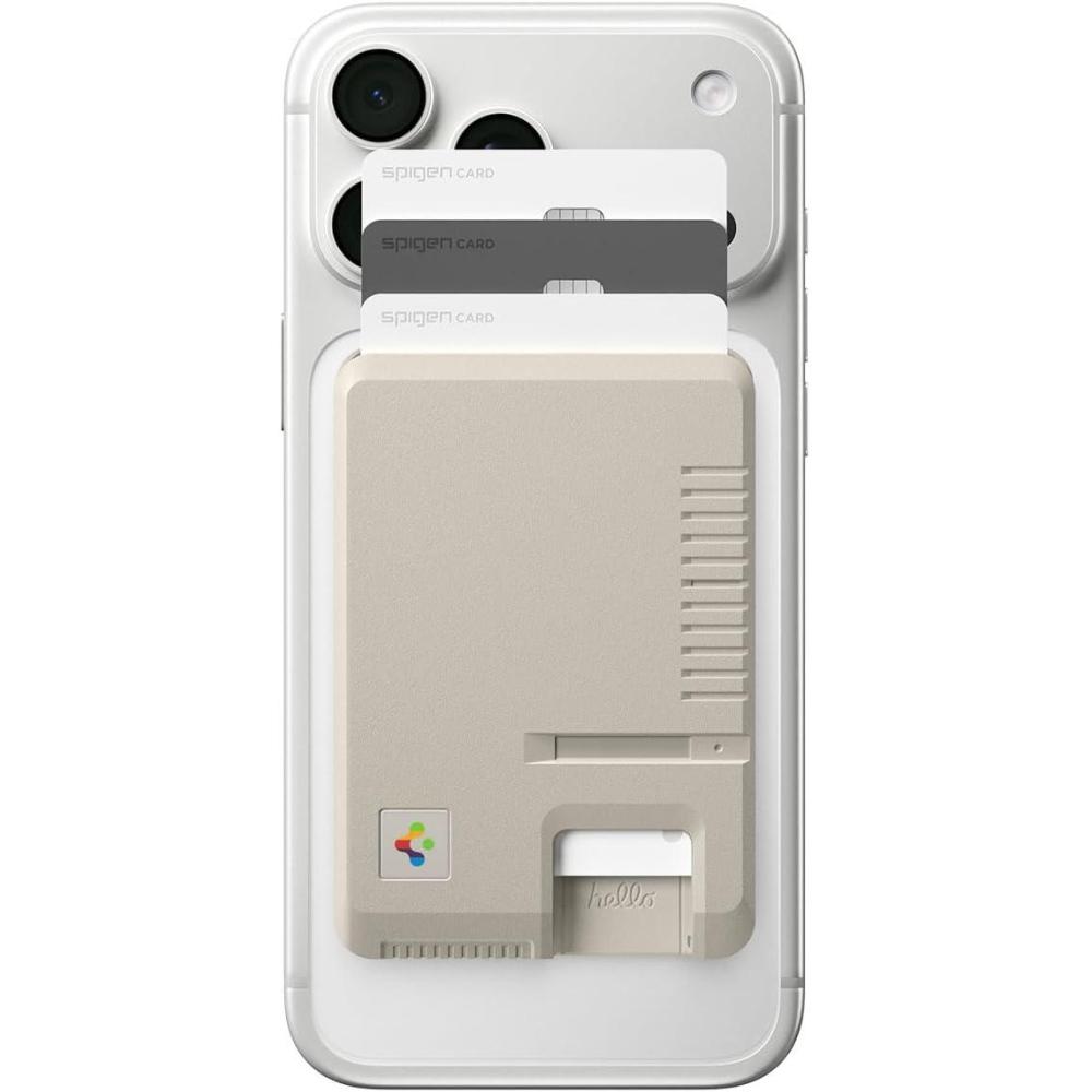 imageSpigen for MagSafe Wallet Classic LS MagFit Holds 3 Cards Compatible with iPhone 171615141312 Pixel 10 MagSafeCases Pixelsnap Vintage Heavy Duty Hardshell Magnetic Card Holder  StoneStone