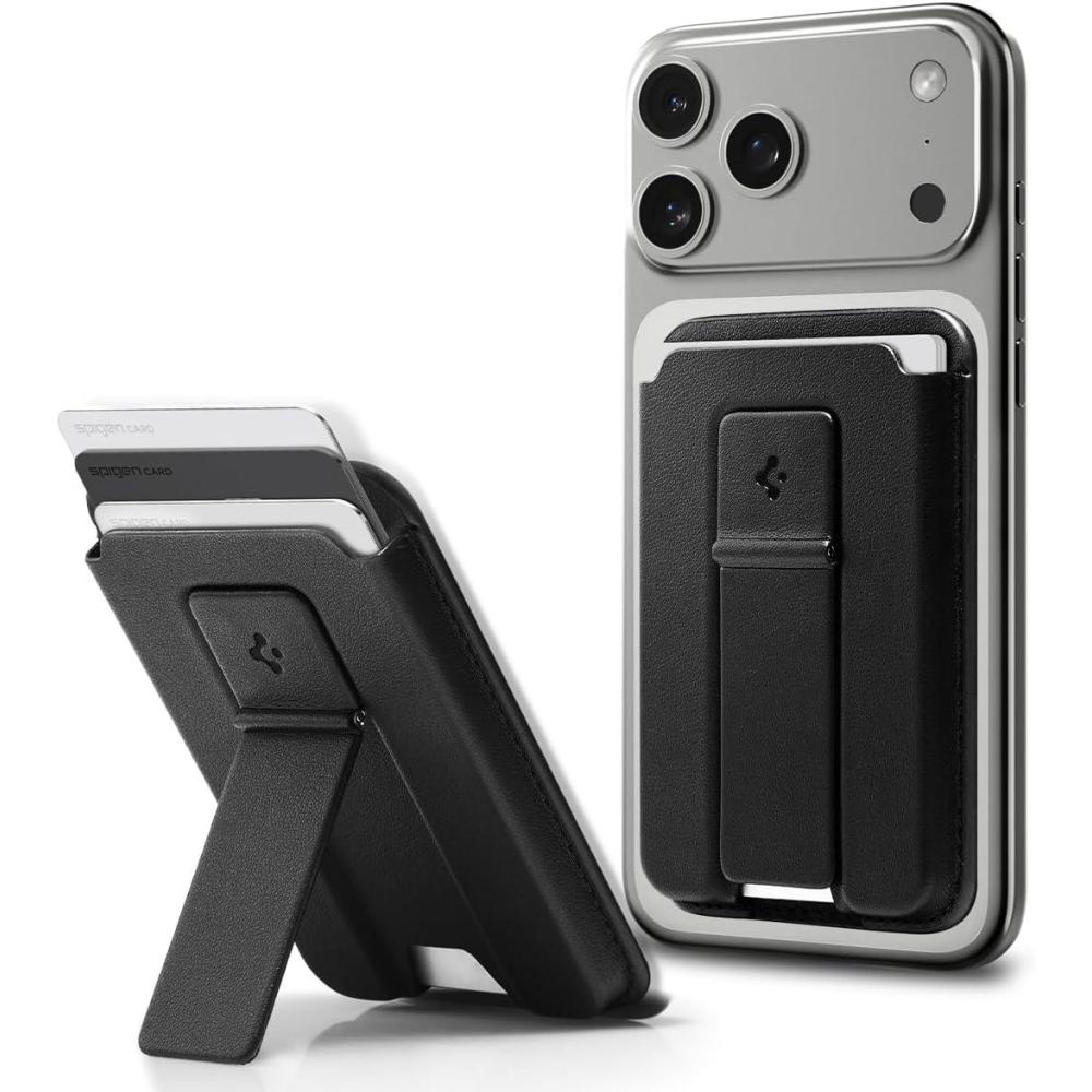 imageSpigen for MagSafe Wallet Holds 5 Cards MagFit Compatible with iPhone 171615141312 Models Pixel 10 Series MagSafeCases Pixelsnap and More Card Holder PU Black 5CardsPU Black Kickstand