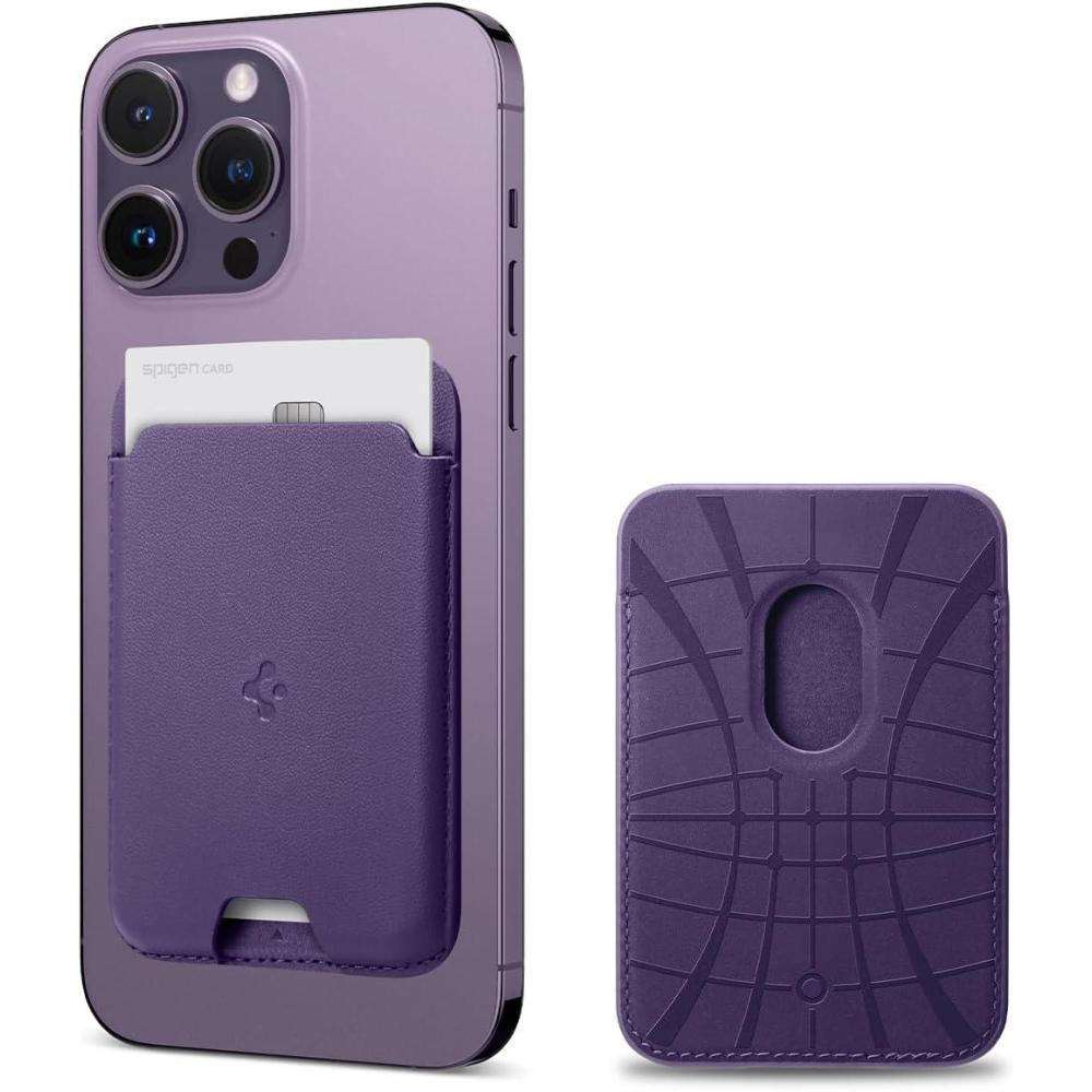 imageSpigen for MagSafe Wallet Holds 5 Cards MagFit Compatible with iPhone 171615141312 Models Pixel 10 Series MagSafeCases Pixelsnap and More Card Holder  PU Black 5CardsPU Purple