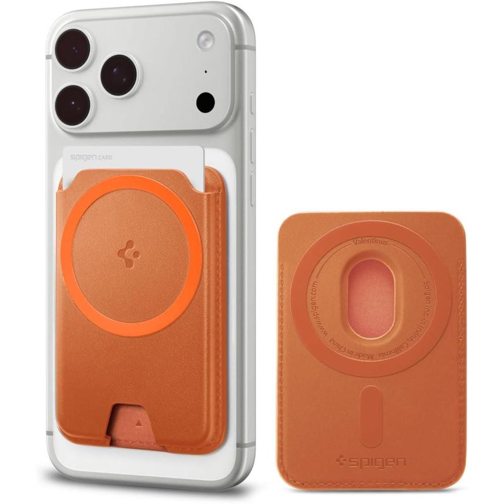 imageSpigen for MagSafe Wallet Holds 5 Cards MagFit Compatible with iPhone 171615141312 Models Pixel 10 Series MagSafeCases Pixelsnap and More Card Holder PU Black 5CardsPU Metallic Orange MagFit