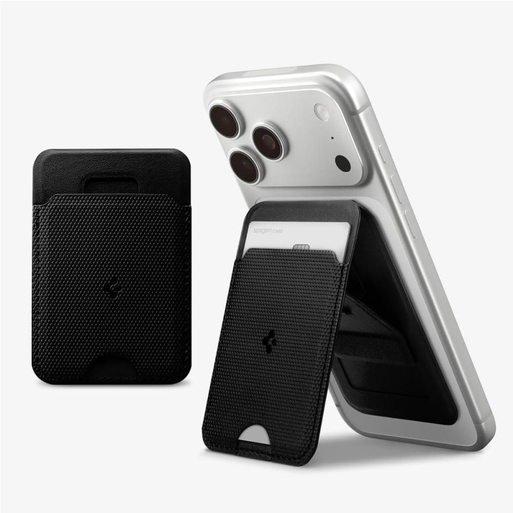 imageSpigen for MagSafe Wallet Slim Fold MagFit Magnetic Wallet Card Holder Tripod Stand Compatible with iPhone 171615141312 Pixel 10 Series MagSafeCompatible Pixelsnap Black 3CardsBlack