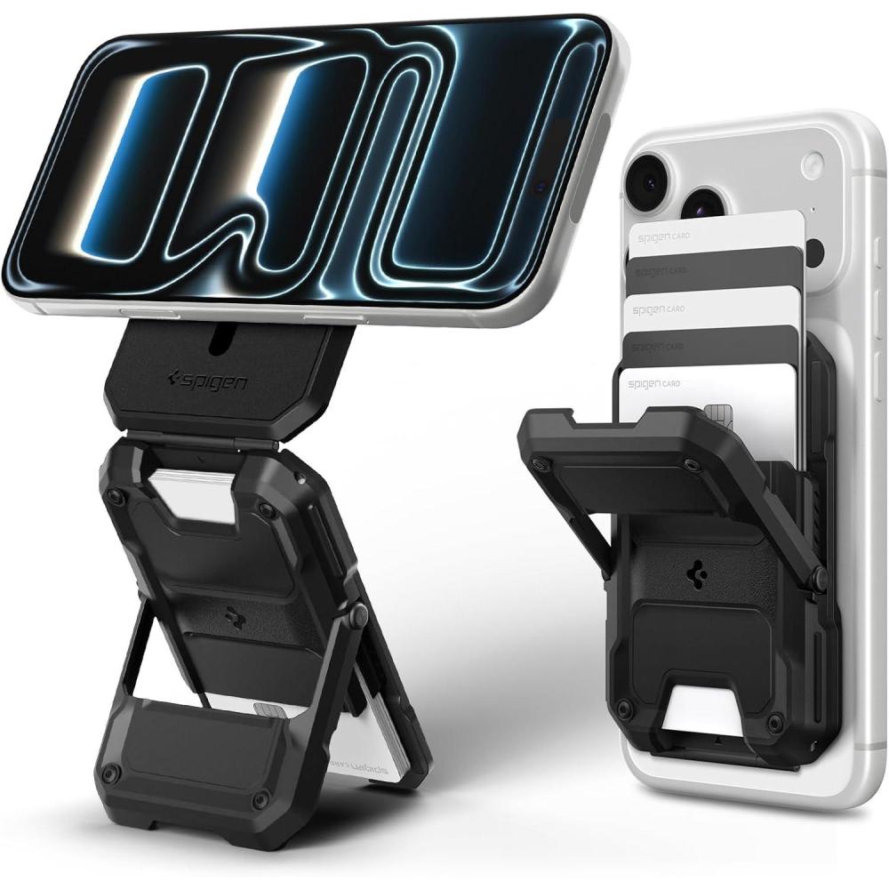 imageSpigen for MagSafe Wallet Tough Armor Pro MagFit Compatible with iPhone 171615141312 Pixel 10 MagSafeCases Pixelsnap RFID Blocking Heavy Duty Hardshell Kickstand Magnetic Card Holder  BlackBlack