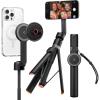 Spigen Selfie Stick Tripod Stand with Bluetooth Remote Control Shutter 24″ Extendable Compatible with MagSafe iPhone 17/16/15/14/13/12 Pixelsnap Pixel 10 Series & More – Black (S571W)(Black (MagFit+))