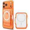 Spigen for MagSafe Wallet, Heavy Duty Hardshell Magnetic Card Holder Compatible with iPhone 17/16/15/14/13/12 Pixel 10 Series MagSafe-Cases Pixelsnap Holds 5-6/7-8 Cards(Frost Clear Orange (TT))