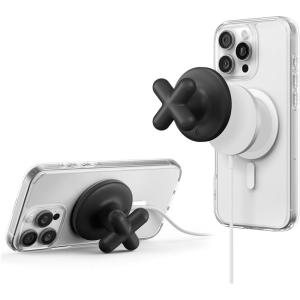 Spigen Grip Holder Designed for MagSafe Charger 25W (2024) Holder Grip Cover Case Compatible with iPhone 17/16/15/14/13/12 Series, Samsung Magnet Wireless Charger & More (Charger Not Included) – Black(Black)