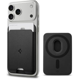 Spigen for MagSafe Wallet, Holds 5 Cards, MagFit Compatible with iPhone 17/16/15/14/13/12 Models, Pixel 10 Series, MagSafe-Cases, Pixelsnap and More, Card Holder – PU Black (5-Cards)(PU Black)