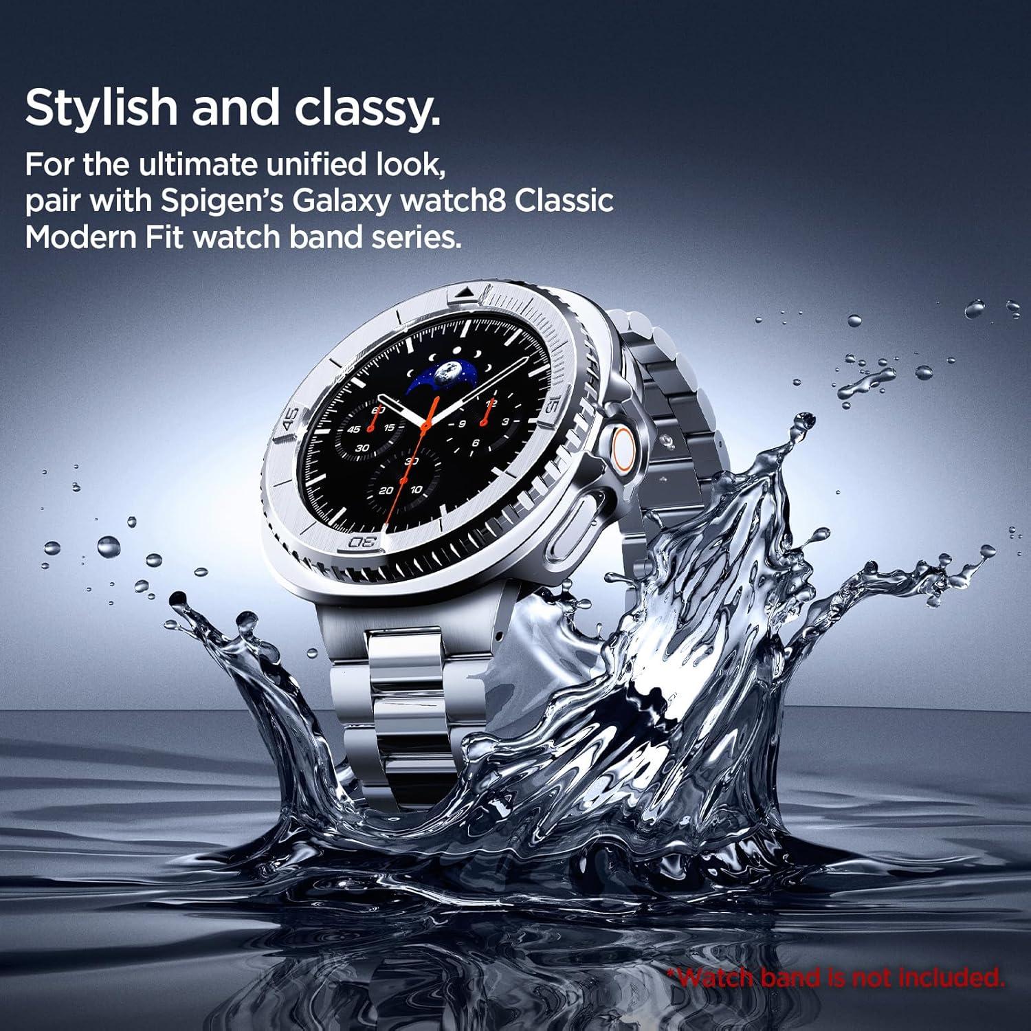 imageSpigen Bezel Tune Pro Diver Designed for Samsung Galaxy Watch 8 Classic 46mm Bezel Ring Protector with Case 2025 BlackSilver