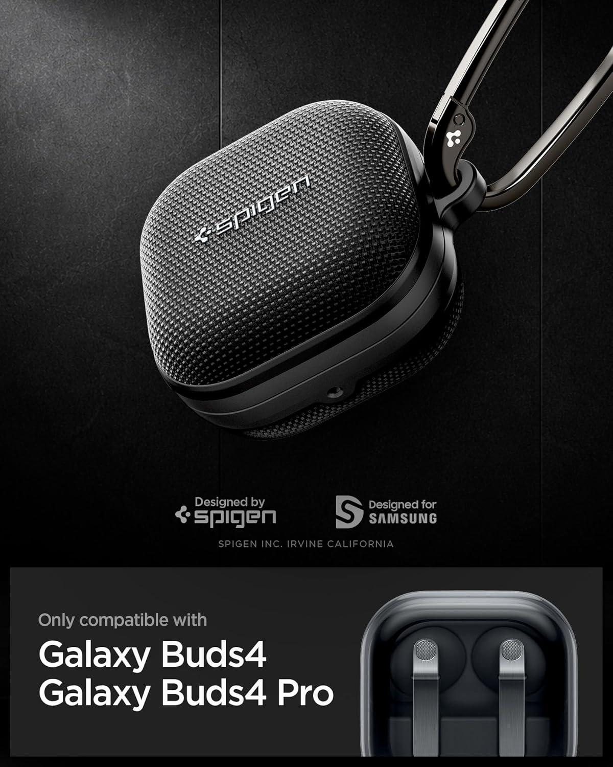 imageSpigen Classic Fit Designed for Samsung Galaxy Buds 4 Pro CaseGalaxy Buds 4 Case 2026 Premium Fabric Cover with Carabiner BlackBlack