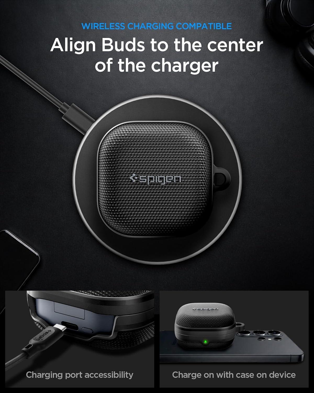 imageSpigen Classic Fit Designed for Samsung Galaxy Buds 4 Pro CaseGalaxy Buds 4 Case 2026 Premium Fabric Cover with Carabiner BlackBlack