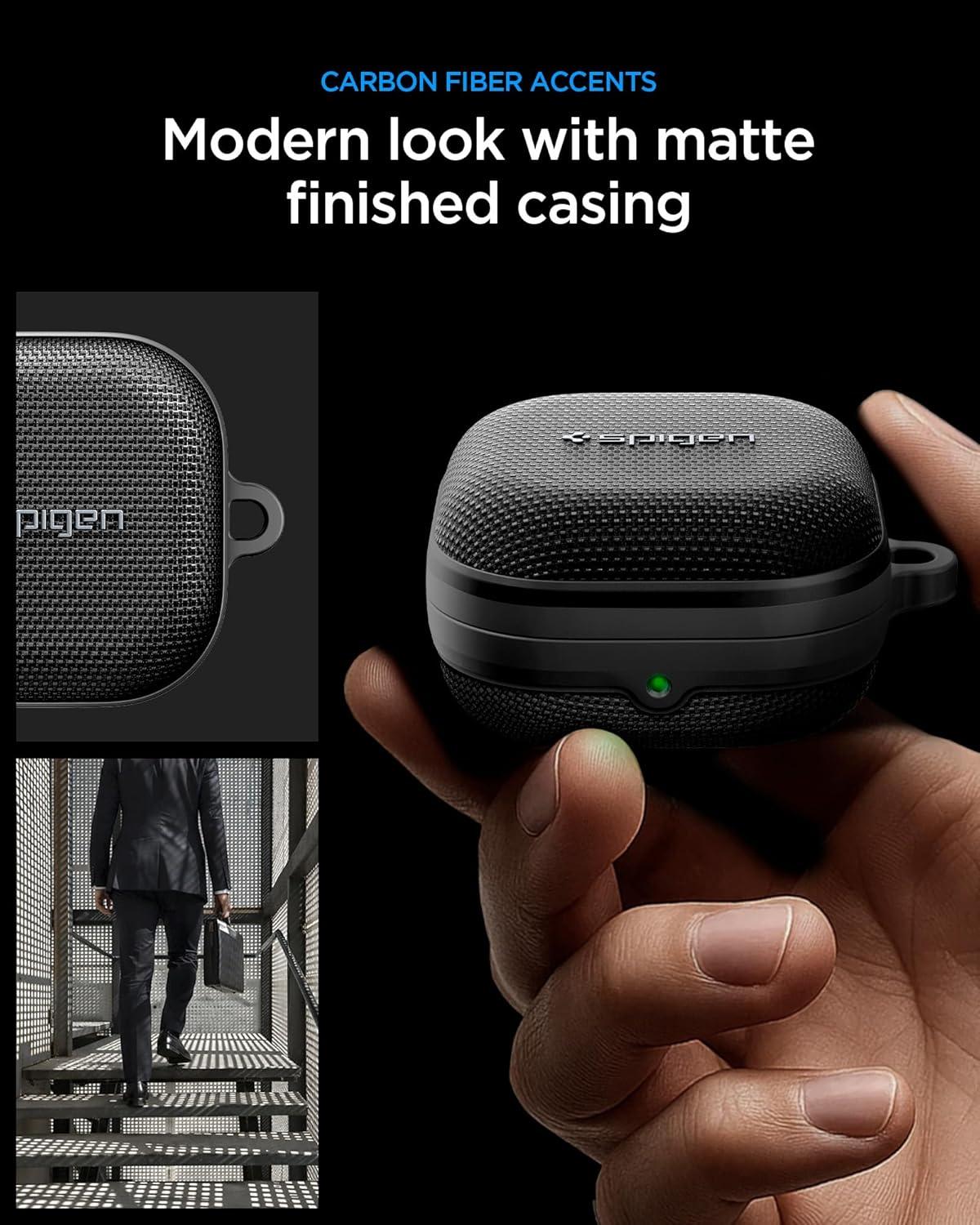 imageSpigen Classic Fit Designed for Samsung Galaxy Buds 4 Pro CaseGalaxy Buds 4 Case 2026 Premium Fabric Cover with Carabiner BlackBlack