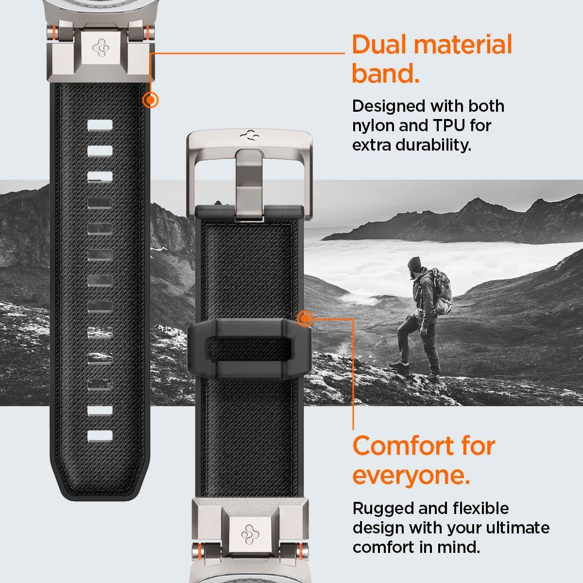 imageSpigen DuraPro Armor Durable Metal Connector Strap Designed for Samsung Galaxy Watch 8 4440mm 8 Classic 46mm Band 2025 BlackBlack