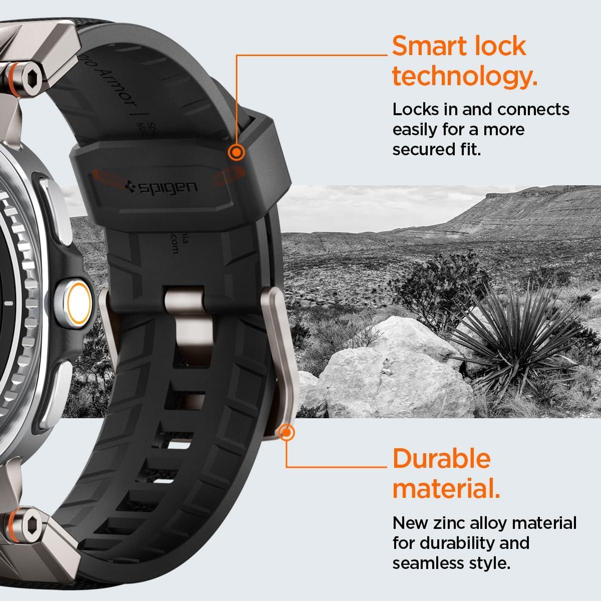 imageSpigen DuraPro Armor Durable Metal Connector Strap Designed for Samsung Galaxy Watch 8 4440mm 8 Classic 46mm Band 2025 BlackBlack