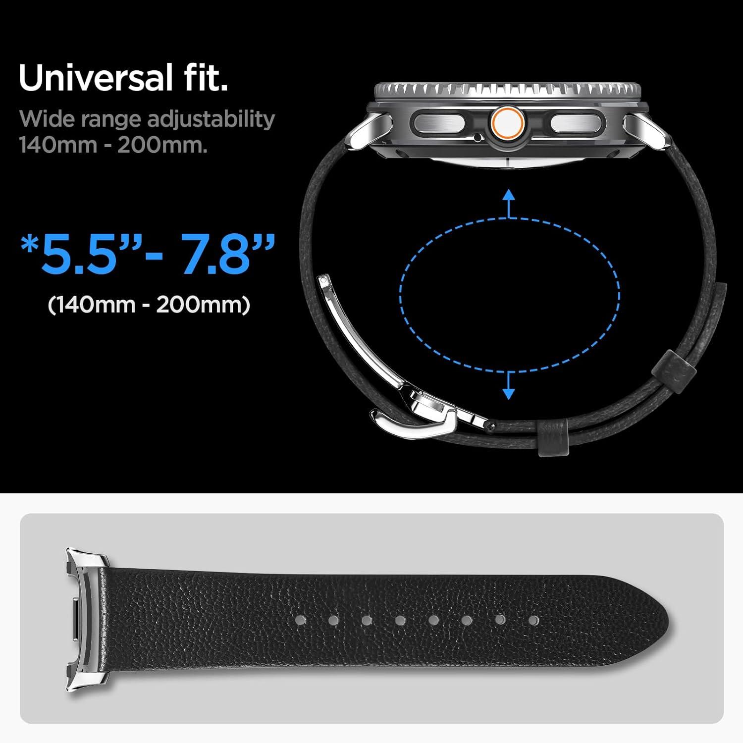 imageSpigen Enzo Genuine Leather Strap Designed for Samsung Galaxy Watch 8 4440mm 8 Classic 46mm Band 2025 BlackBlack