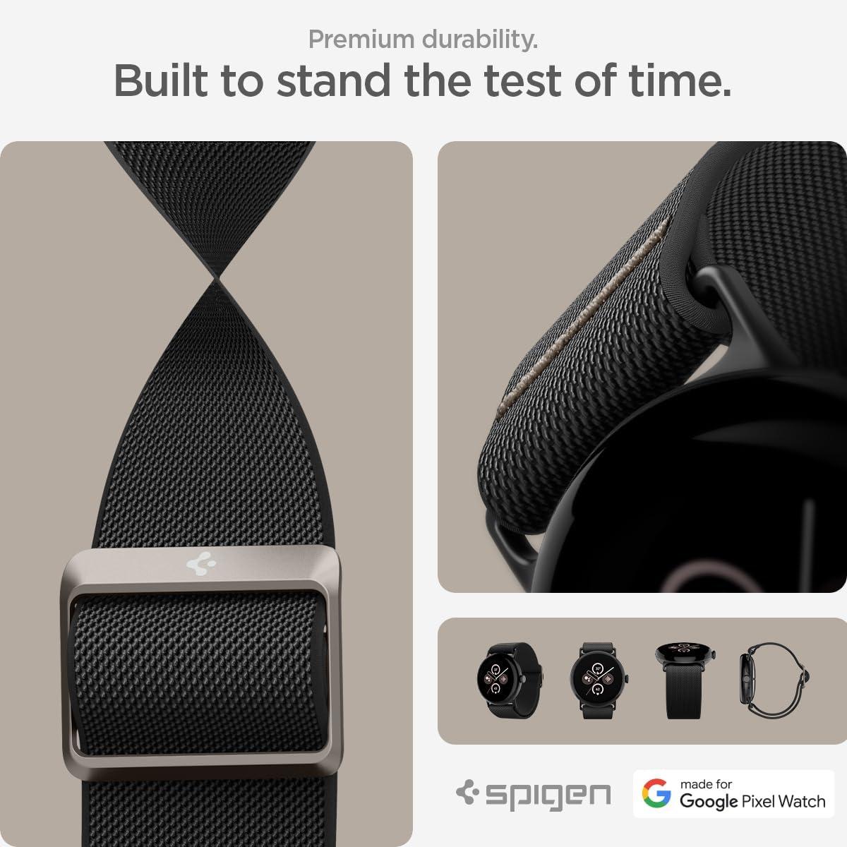 imageSpigen Lite Fit Designed for Google Pixel Watch 43 45mm Band Nylon Solo Loop Strap Black