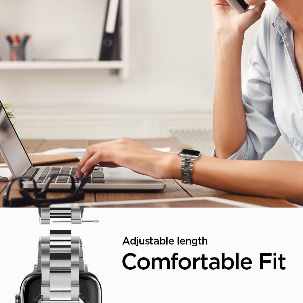 imageSpigen Modern Fit Designed For Apple Watch Band Compatible with Series 1110 42mm 987 41mm SE3SE2SE654 40mm 321 4238mmSilver