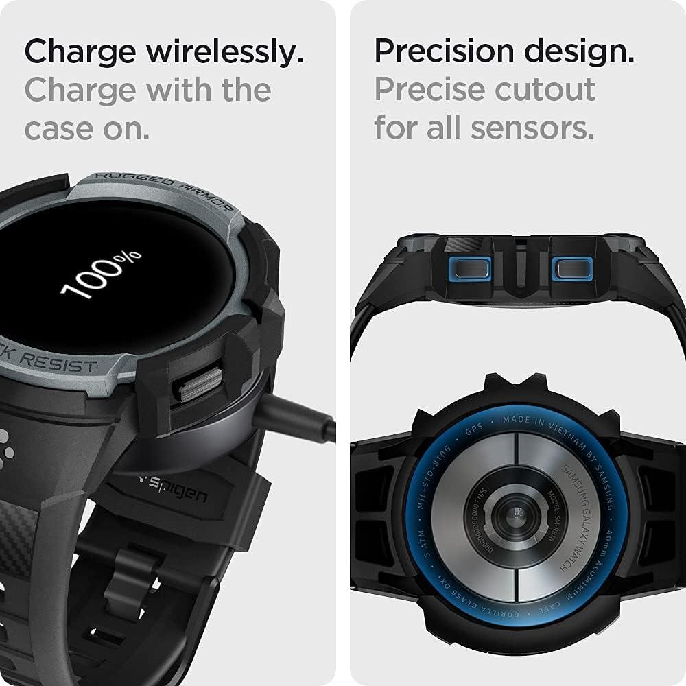 imageSpigen Rugged Armor Pro Designed for Samsung Galaxy Watch 5 44mm 2022 4 44mm 2021 Band with Case Protector Charcoal GrayCharcoal Gray