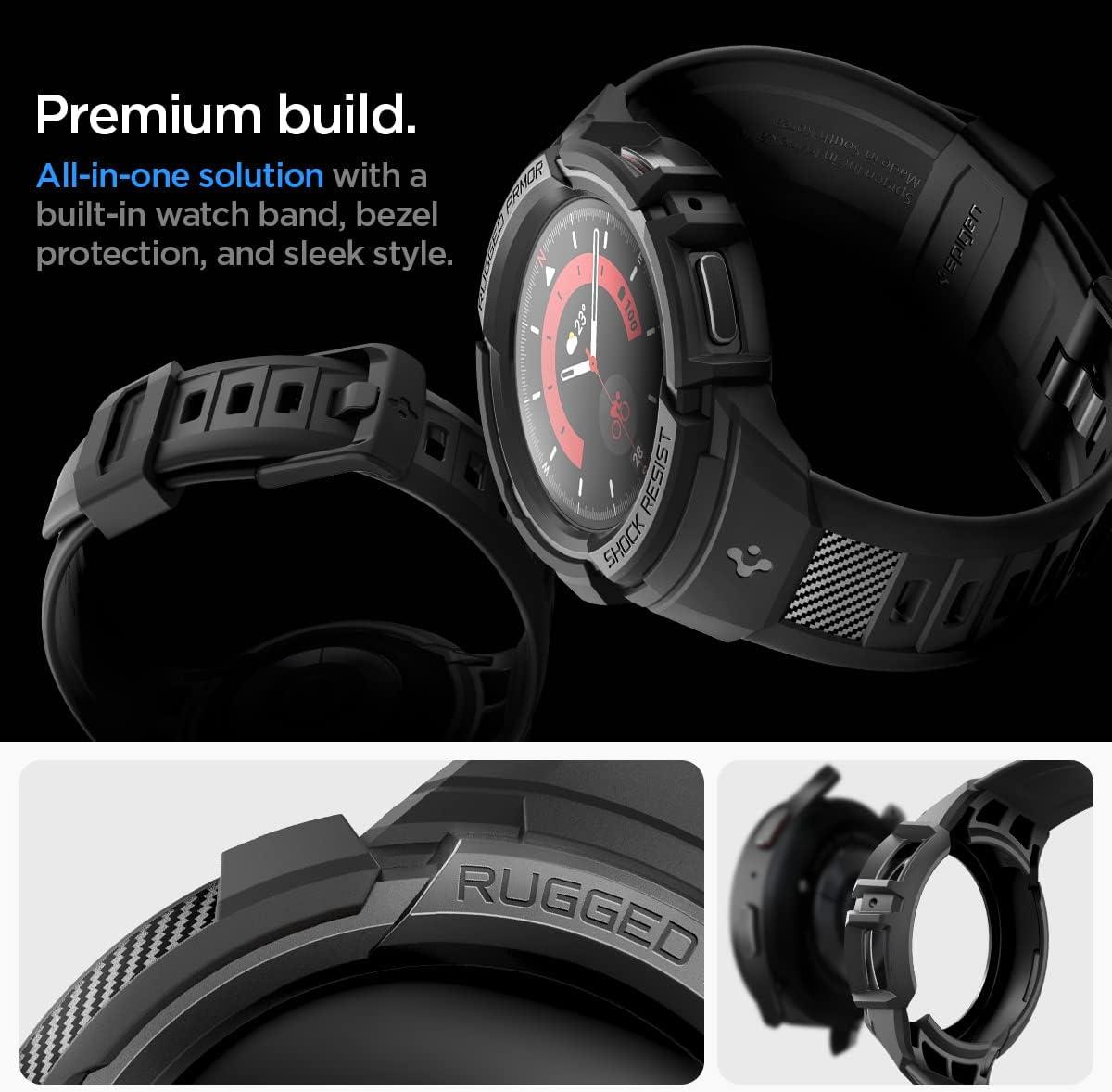 imageSpigen Rugged Armor Pro Designed for Samsung Galaxy Watch 5 Pro Band with Case Protector 45mm 2022Black
