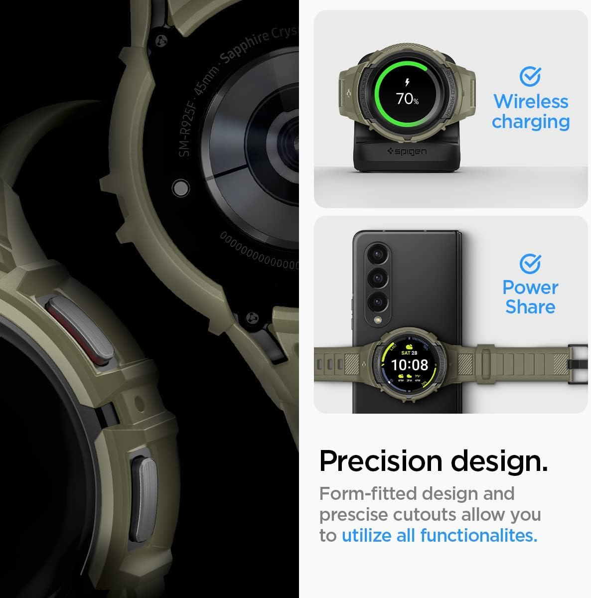 imageSpigen Rugged Armor Pro Designed for Samsung Galaxy Watch 5 Pro Band with Case Protector 45mm 2022Vintage Khaki