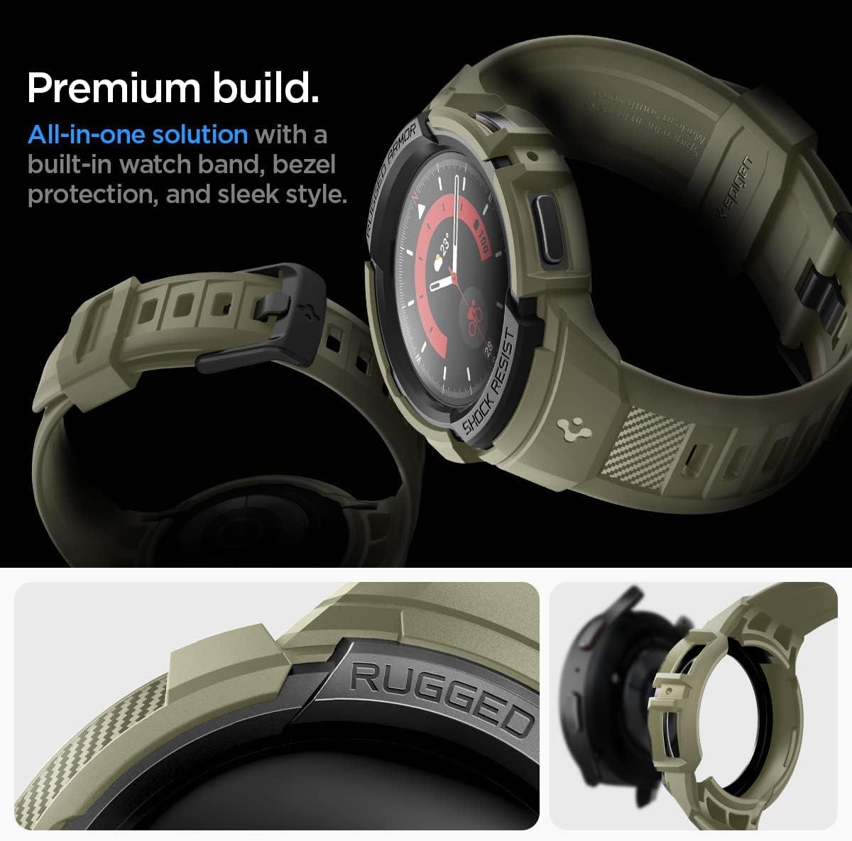 imageSpigen Rugged Armor Pro Designed for Samsung Galaxy Watch 5 Pro Band with Case Protector 45mm 2022Vintage Khaki