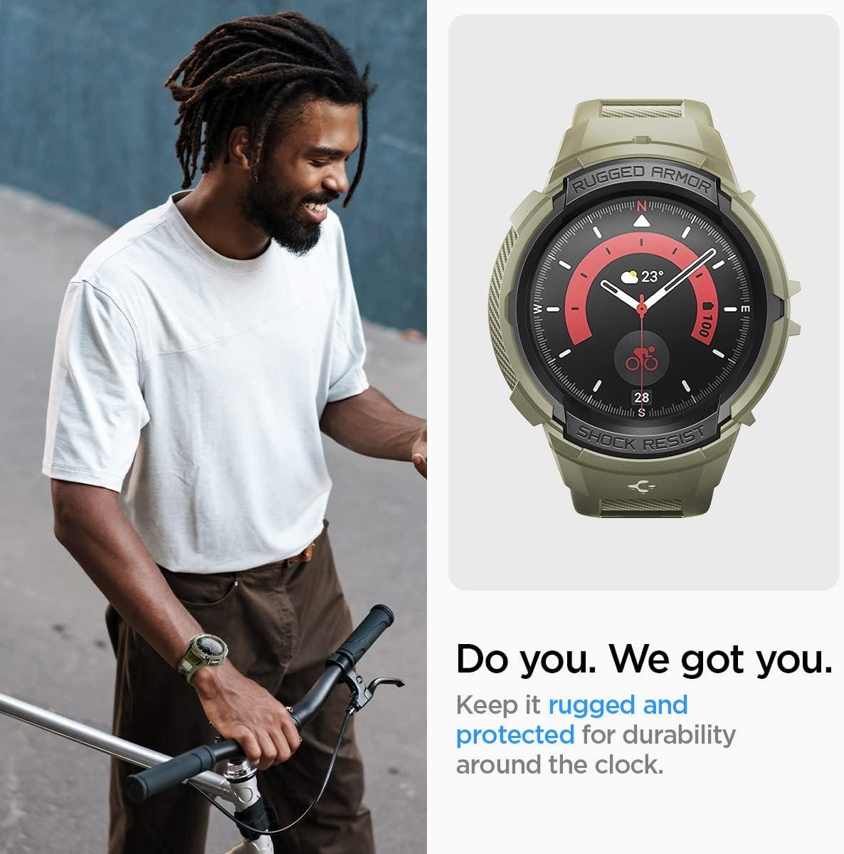imageSpigen Rugged Armor Pro Designed for Samsung Galaxy Watch 5 Pro Band with Case Protector 45mm 2022Vintage Khaki