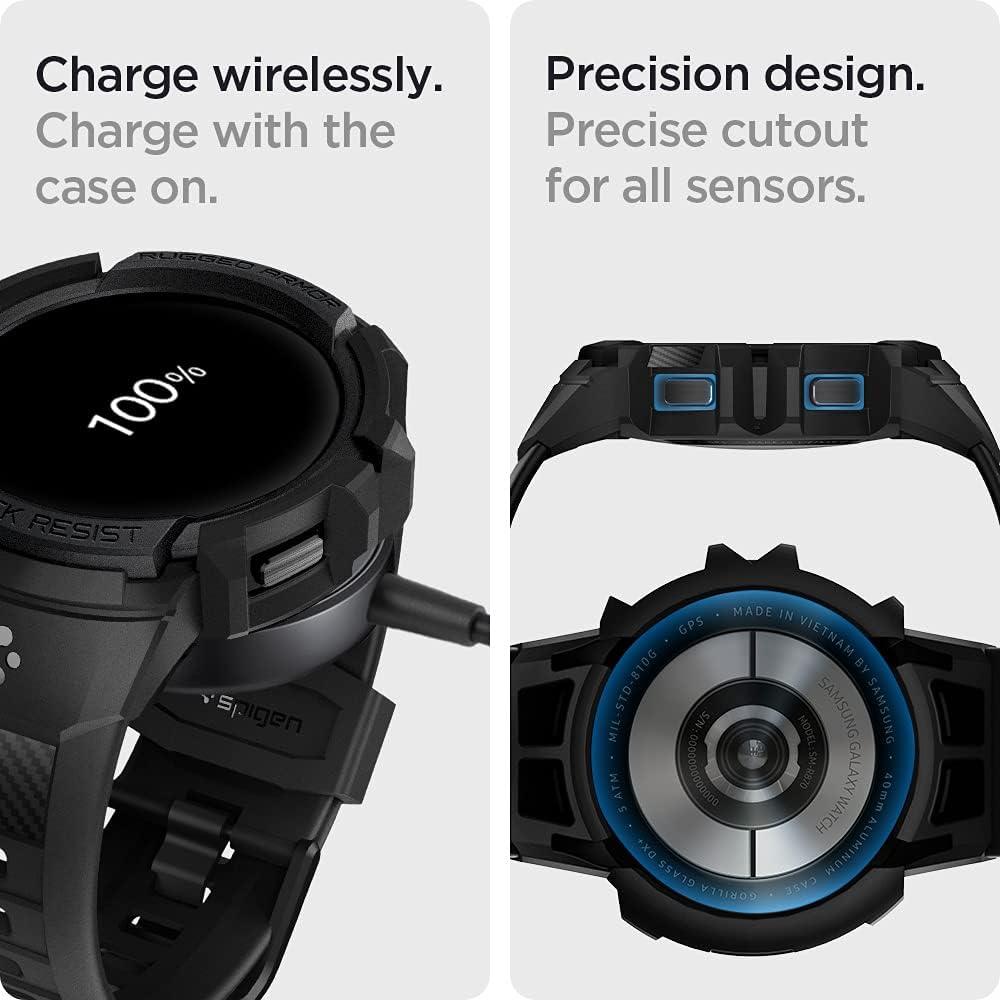 imageSpigen Rugged Armor Pro Designed for Samsung Galaxy Watch FE 2024 5 40mm 2022 4 40mm 2021 Band with Case Protector Charcoal GrayCharcoal Gray