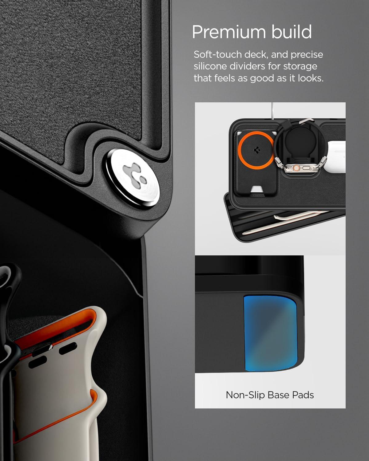imageSpigen S340 Apple Watch Band Organizer amp Charger Stand with MultiStorage for AirPods Wallet amp Other Accessories Apple Watch Charger NOT Included BlackBlack